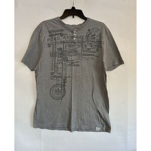 PD&C Tshirt Adult Medium GrayHenley Short Sleeve Casual Streetwear Comfort Boho